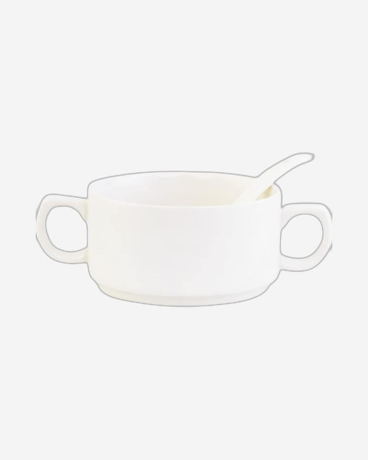 طقم شوربة أبيض شالو CX1526S مع حامل معدني ذهبي - 17 قطعة | طقم شوربة أنيق مع حامل معدني ذهبي، لون أبيض وذهبي