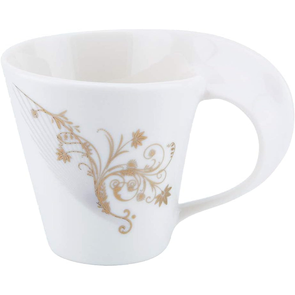 طقم فناجين وصحون من البورسلين الضحل، ١٢ قطعة، ٢٠٠ مل | طقم شاي وقهوة أبيض أنيق