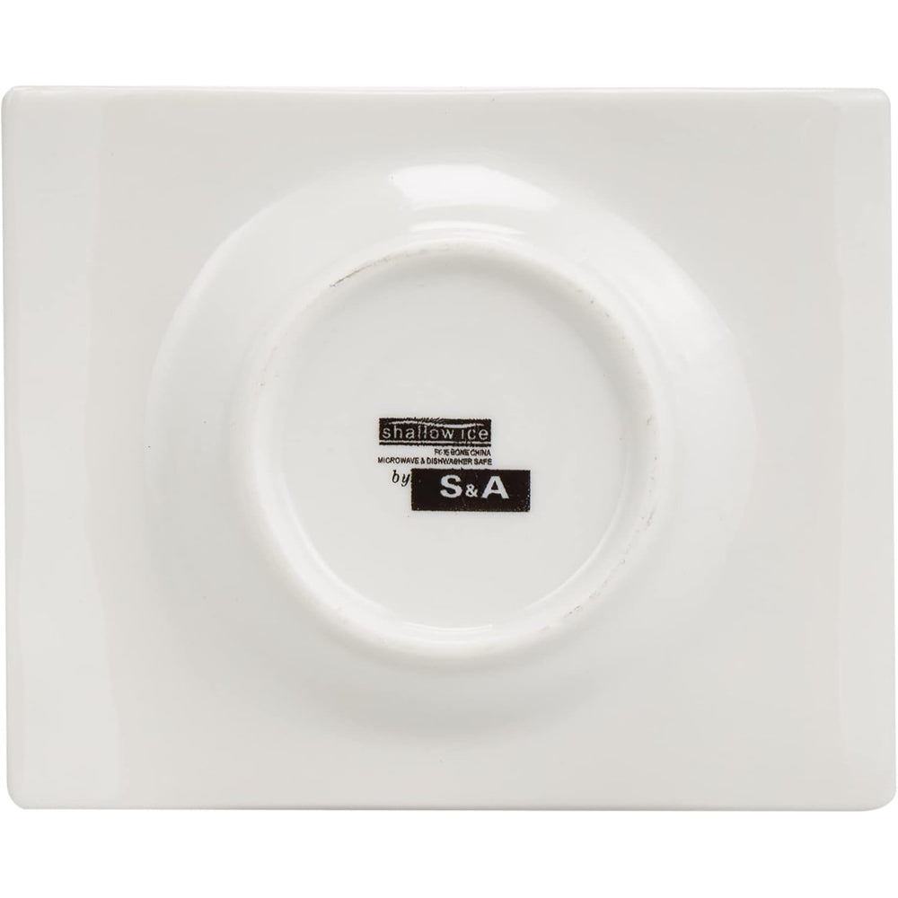 طقم شاي صيني عظمي ضحل، أبيض - طقم من 15 قطعة مع إبريق شاي سعة 1050 مل، وكريمة سعة 175 مل، ووعاء سكر سعة 175 مل، و6 أكواب سعة 150 مل، و6 أطباق