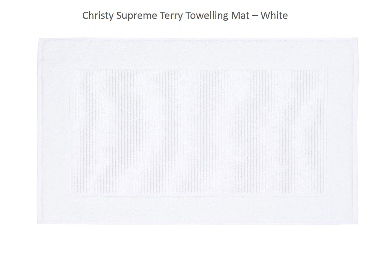 مجموعة مناشف وسجادات الاستحمام "سوبريم" من كريستي باللون الأبيض