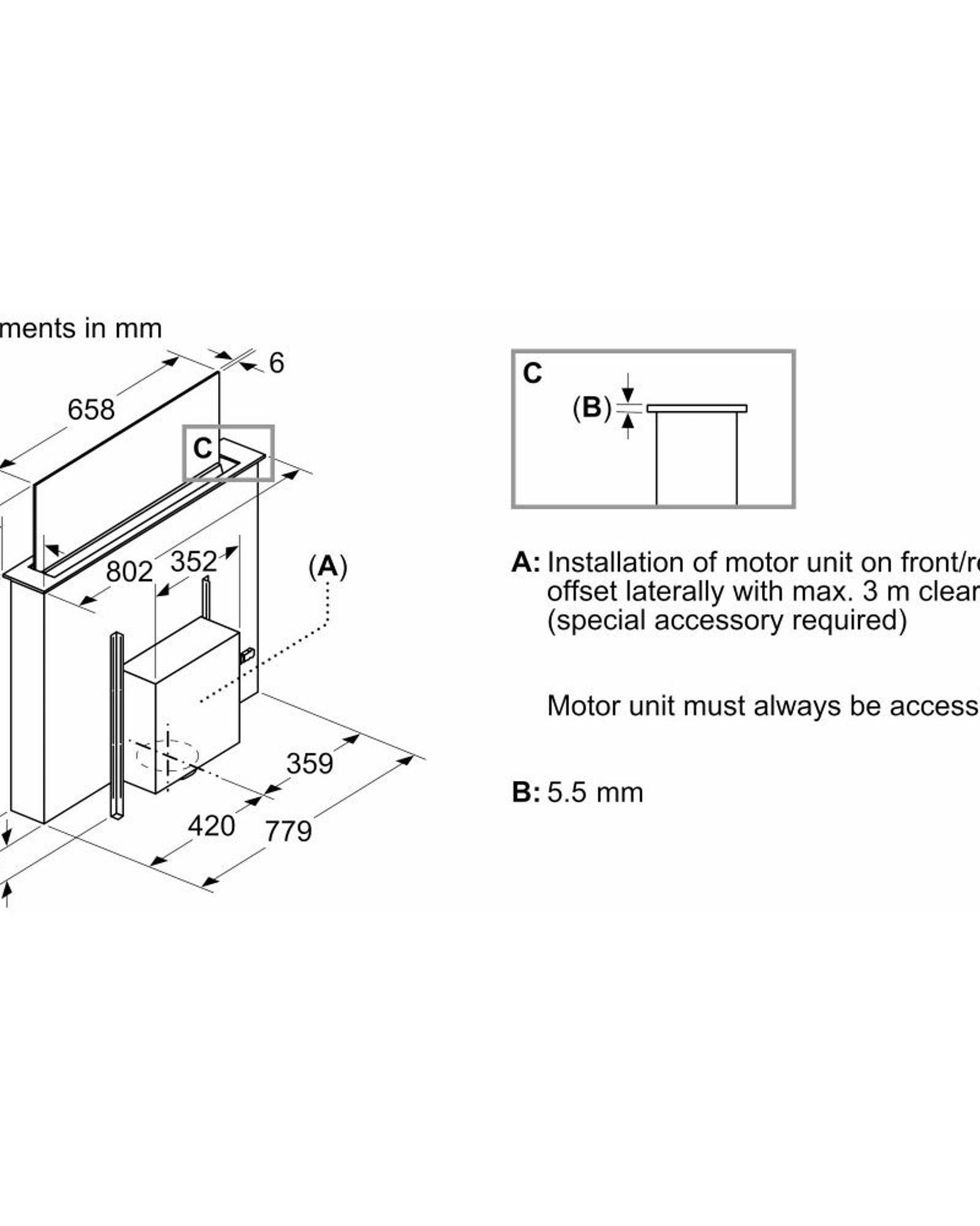 شفاط بوش من السلسلة 8 مقاس 80 سم، زجاج شفاف