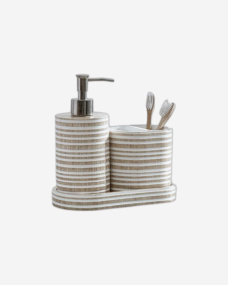 إكسسوارات حمام "DKNY" "Natural Stripe" - 3 قطع