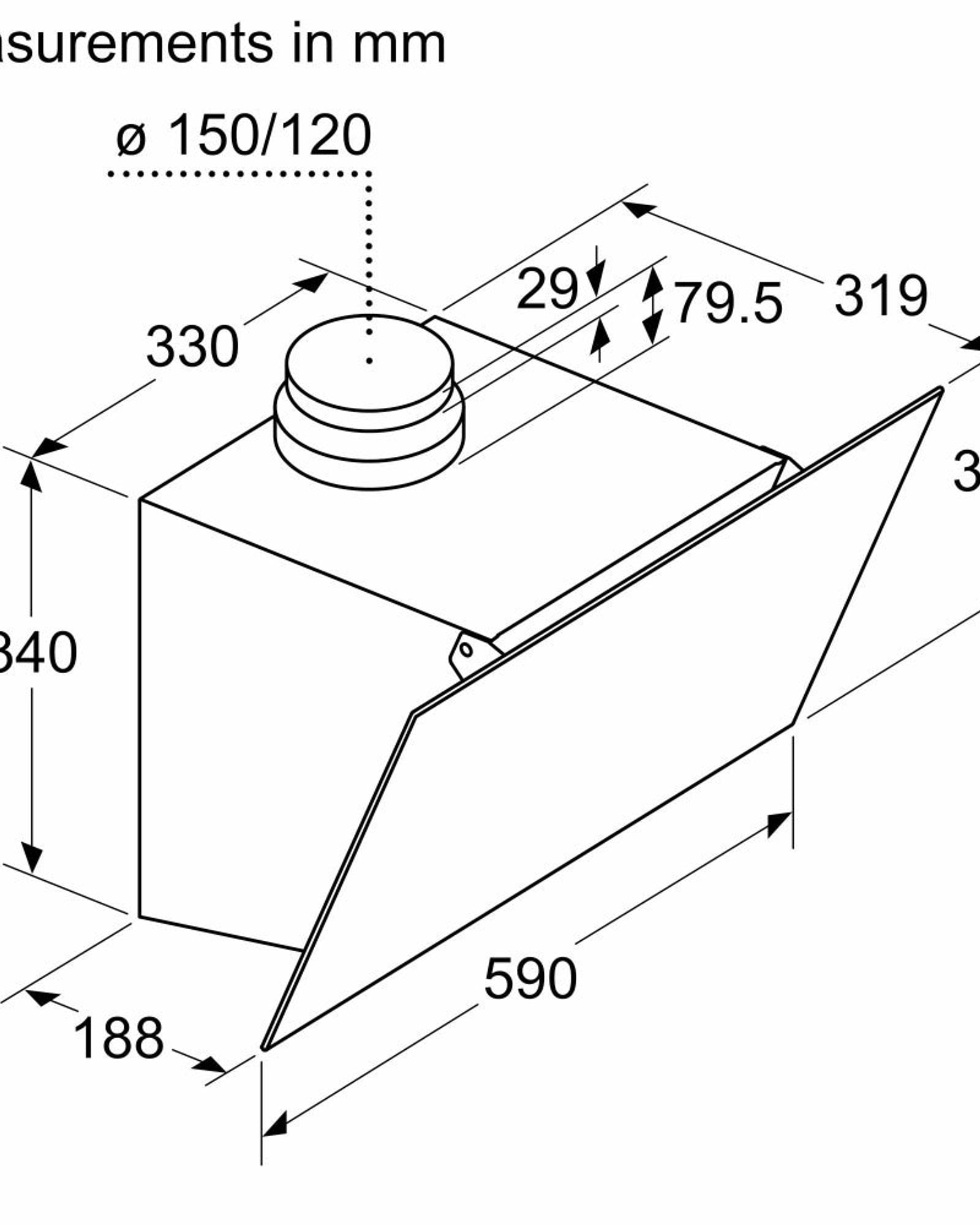 شفاط مطبخ بوش 60 سم من السلسلة 2، مثبت على الحائط، زجاج شفاف