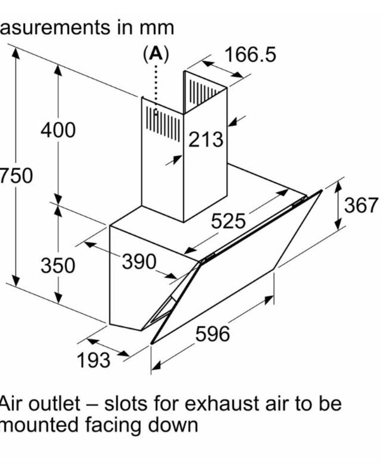 بوش، شفاط مطبخ مثبت على الحائط، 60 سم، شفط 700 متر مكعب/ساعة، هيكل زجاجي، مكثف على مرحلتين، DWK66PJ60M أسود