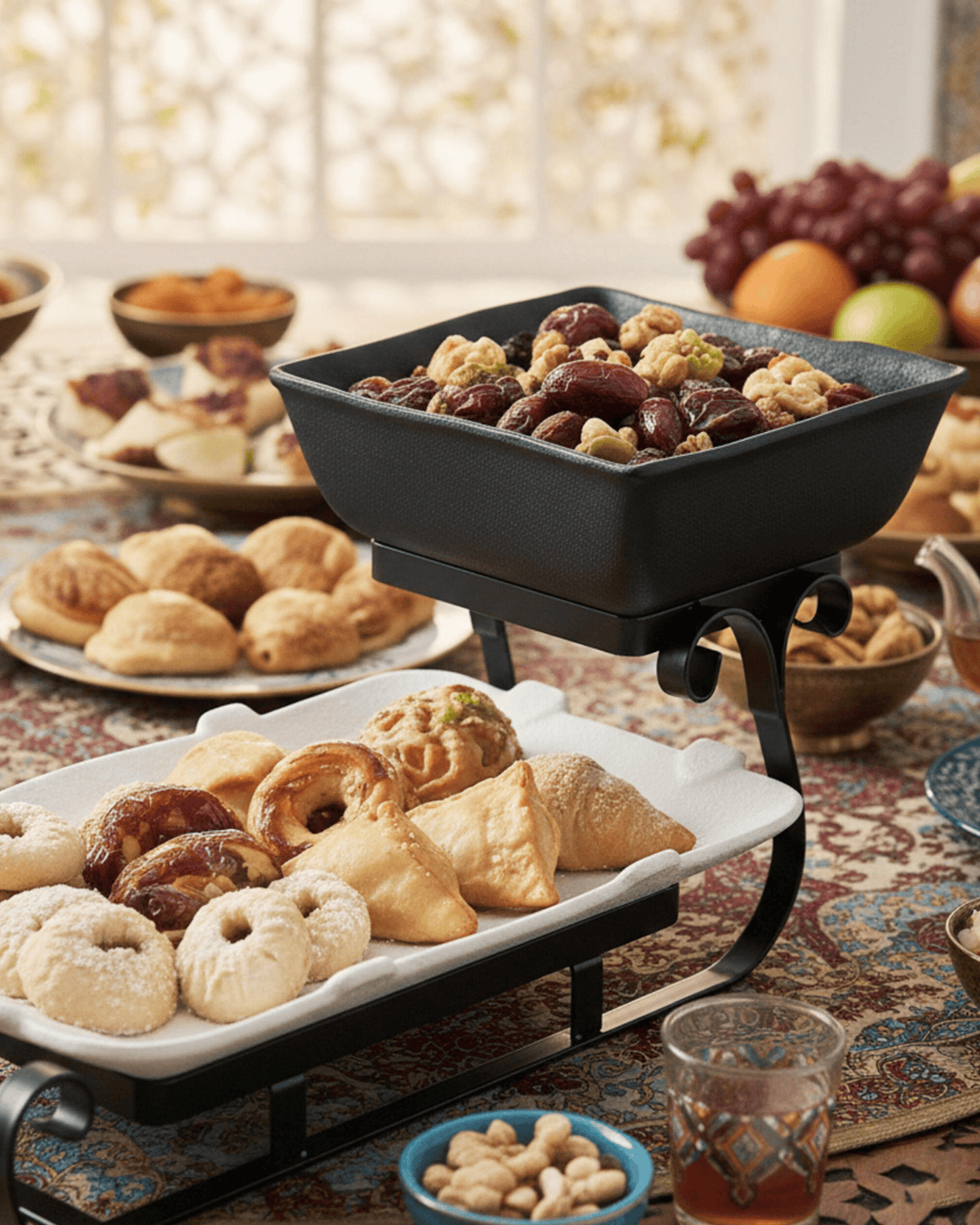 Shallow 2-Tier Home Serving Set Porcelain