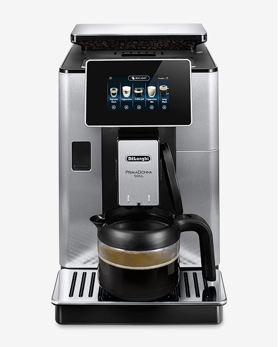ماكينة قهوة ديلونجي بريمادونا سول، ماكينة قهوة أوتوماتيكية بالكامل من الحبوب إلى الكوب، أكثر من 20 وظيفة، مثالية للإسبريسو والأمريكانو والكابتشينو واللاتيه والماكياتو والعديد من وصفات القهوة الأخرى ECAM610.75.MB