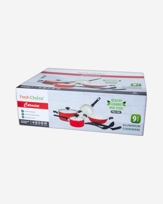 مجموعة أواني طهي كارمين من 9 قطع من الألومنيوم المضغوط خالية من PFAS - فريش تشويس