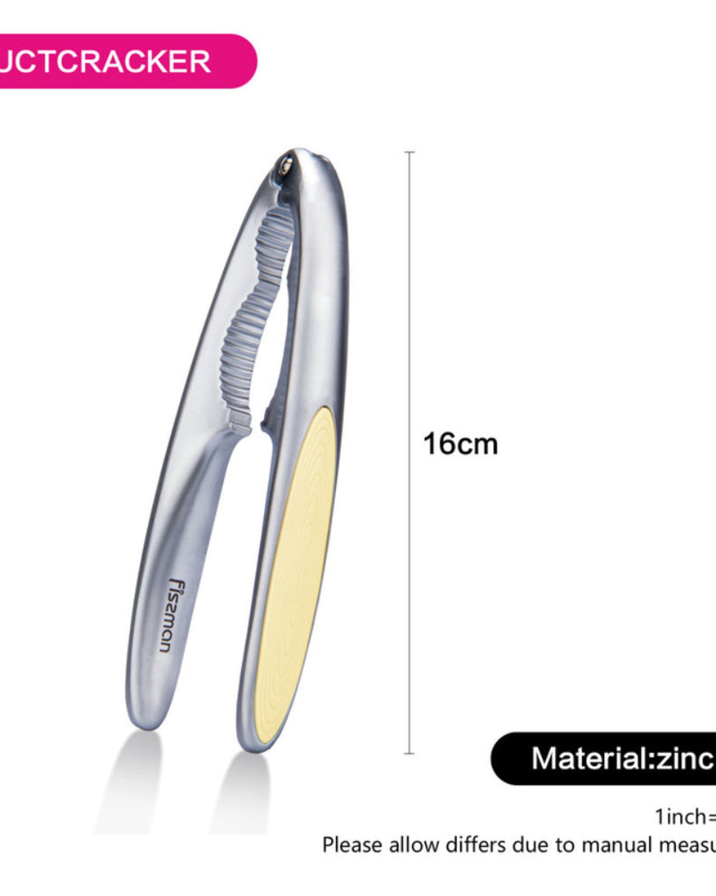 كسارة البندق من فيسمان، سبيكة زنك، سلسلة لومينيكا، رمادي/أصفر، 16 سم