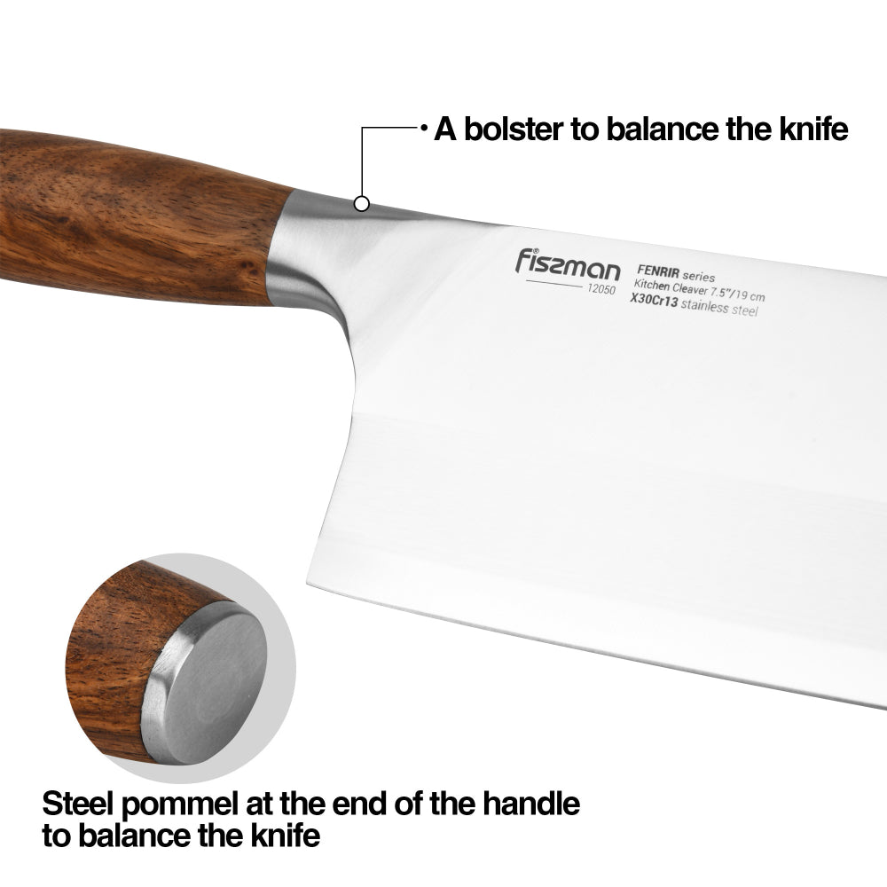 ساطور مطبخ فيسمان 7.5 بوصة سلسلة فينرير (فولاذ 420J2)