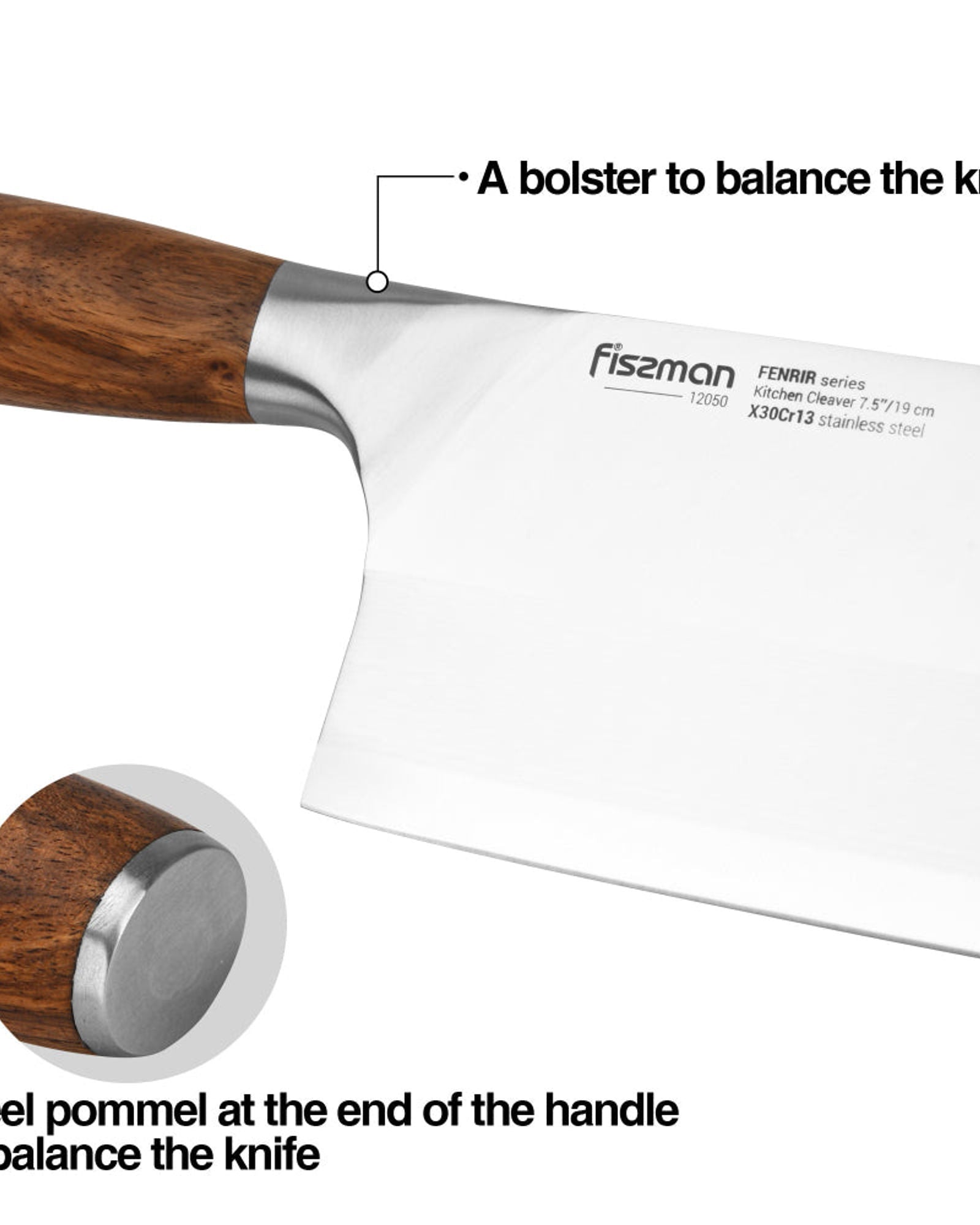 ساطور مطبخ فيسمان 7.5 بوصة سلسلة فينرير (فولاذ 420J2)