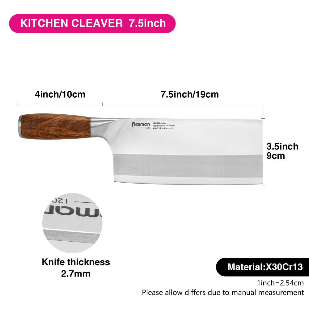 ساطور مطبخ فيسمان 7.5 بوصة سلسلة فينرير (فولاذ 420J2)