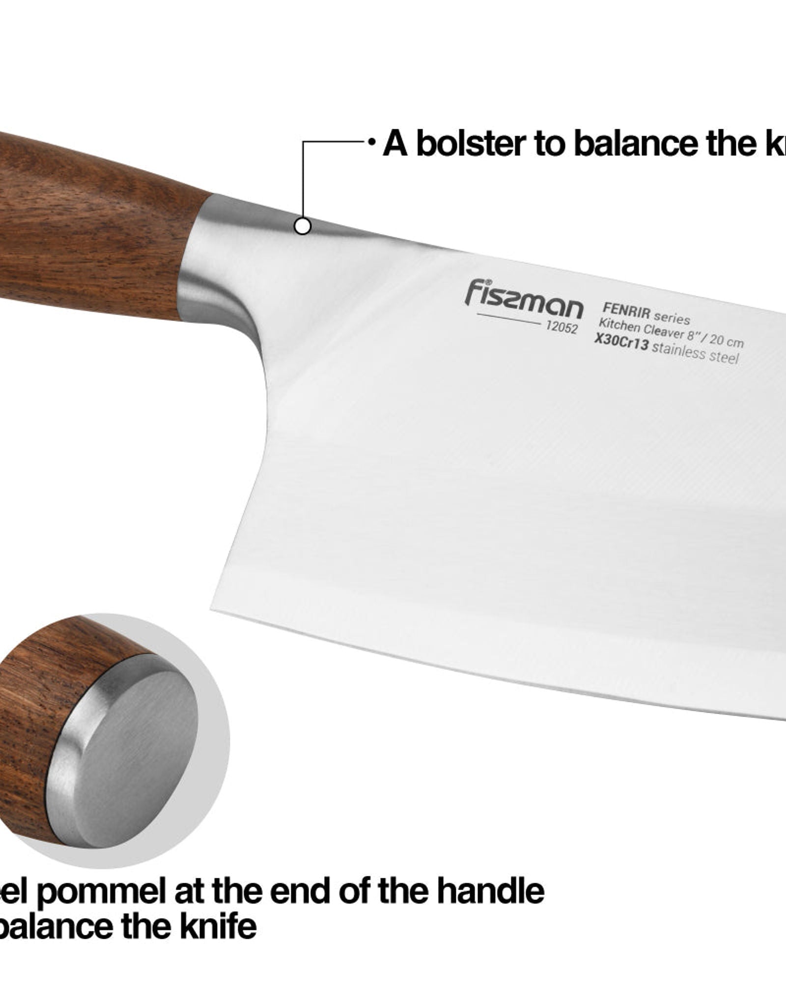 ساطور مطبخ فيسمان 8 بوصة سلسلة فينرير 20 سم (فولاذ 420J2)