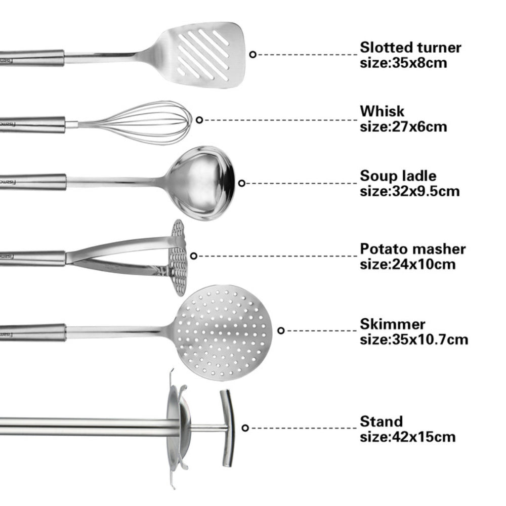 مجموعة أدوات طهي فيسمان، 6 قطع، فضية، 16 × 43 سم