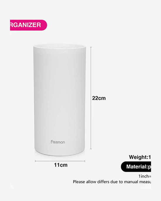 منظم سكاكين المطبخ من فيسمان، 11×22 سم، دائري الشكل، أبيض (بلاستيك)