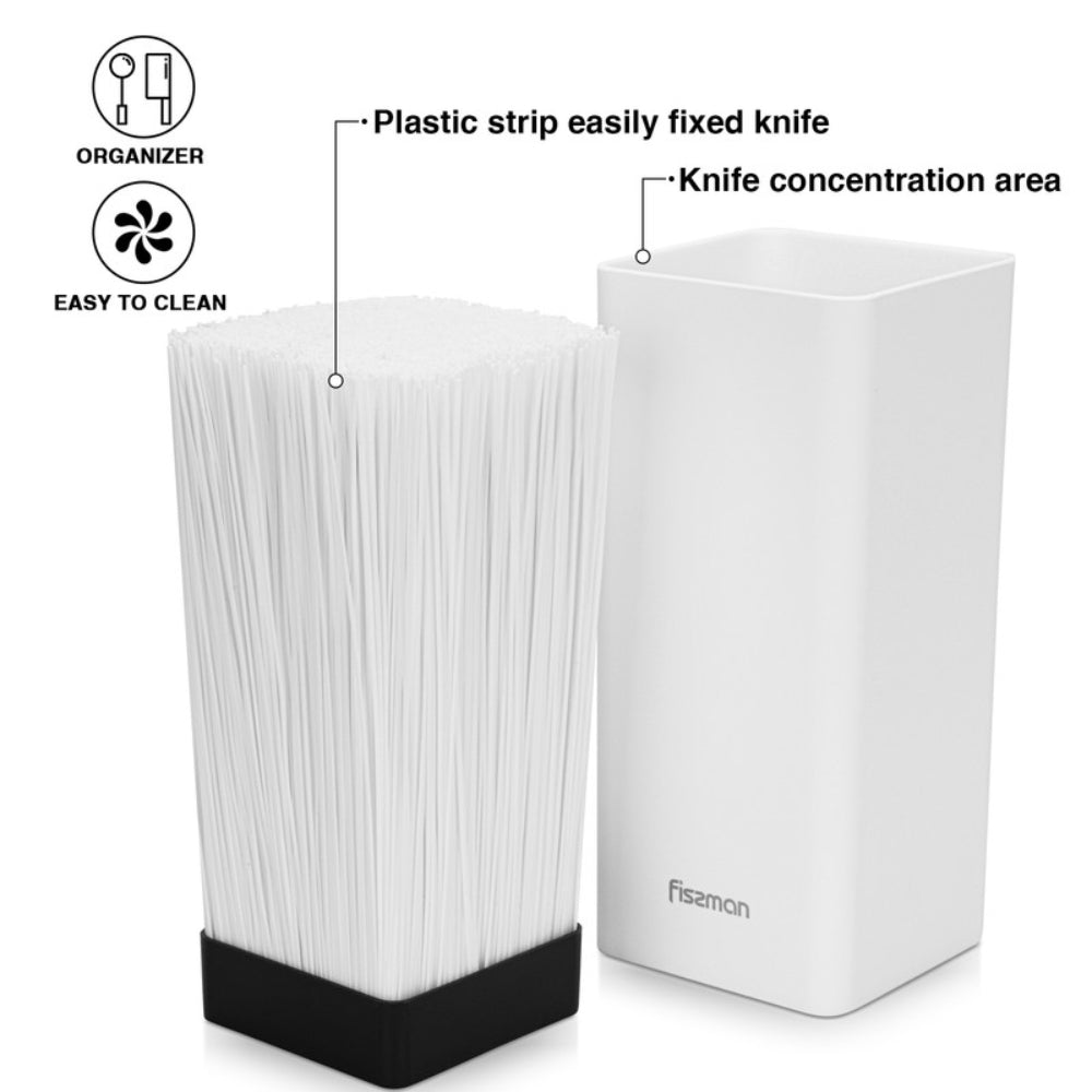 منظم سكاكين المطبخ فيسمان، 10×10×22 سم، أبيض على شكل مربع (بلاستيك)