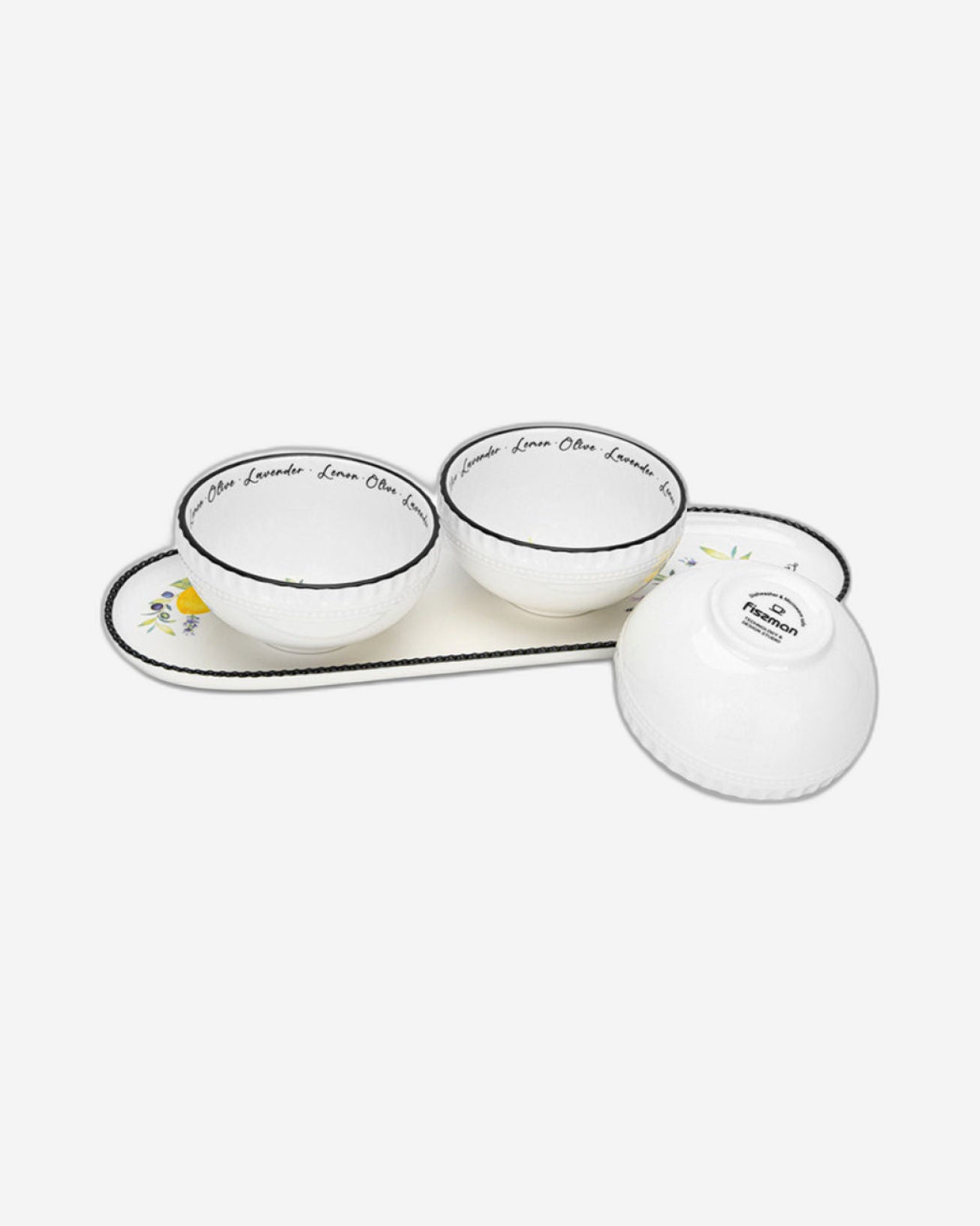 مجموعة فيسمان من 3 قطع من قوارب المرق من بروفانس مع طبق (بورسلين)