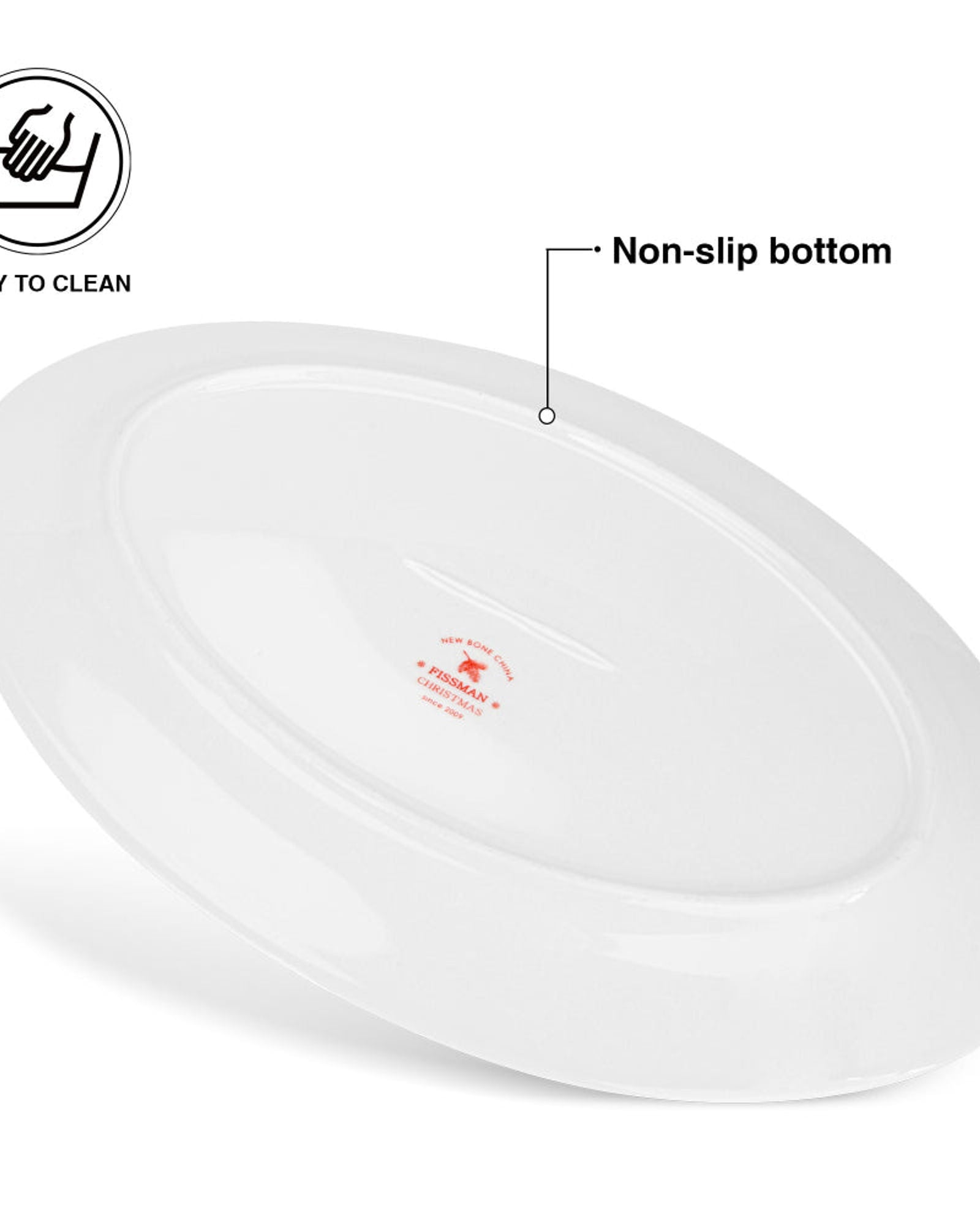 طبق بيضاوي من فيسمان لعيد الميلاد، ٣٥ سم، مصنوع من الخزف العظمي الجديد