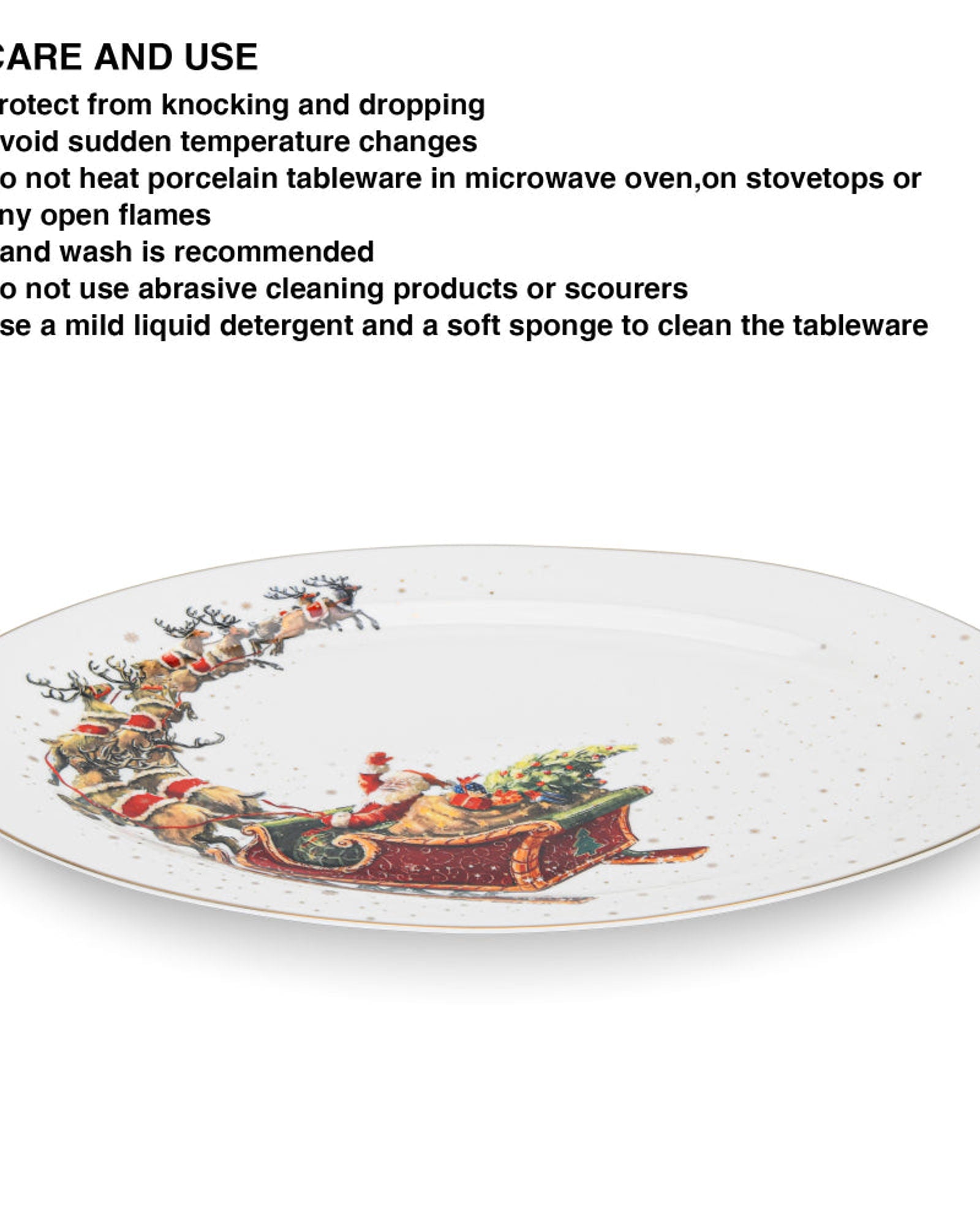 طبق بيضاوي من فيسمان لعيد الميلاد، ٣٥ سم، مصنوع من الخزف العظمي الجديد