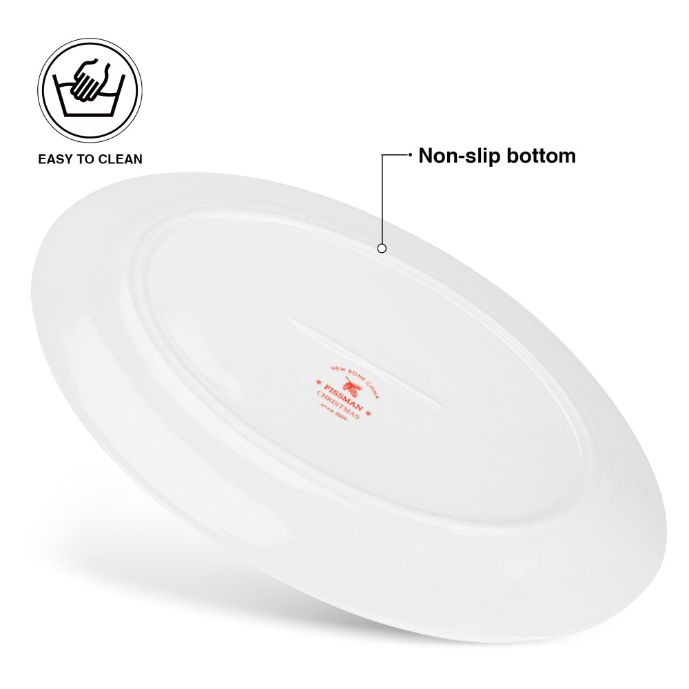 طبق بيضاوي من فيسمان لعيد الميلاد، 30 سم، مصنوع من الخزف العظمي الجديد