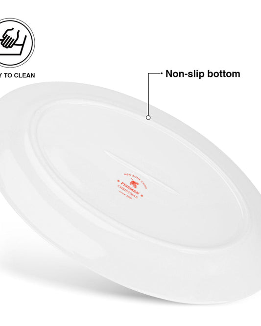 طبق بيضاوي من فيسمان لعيد الميلاد، 30 سم، مصنوع من الخزف العظمي الجديد