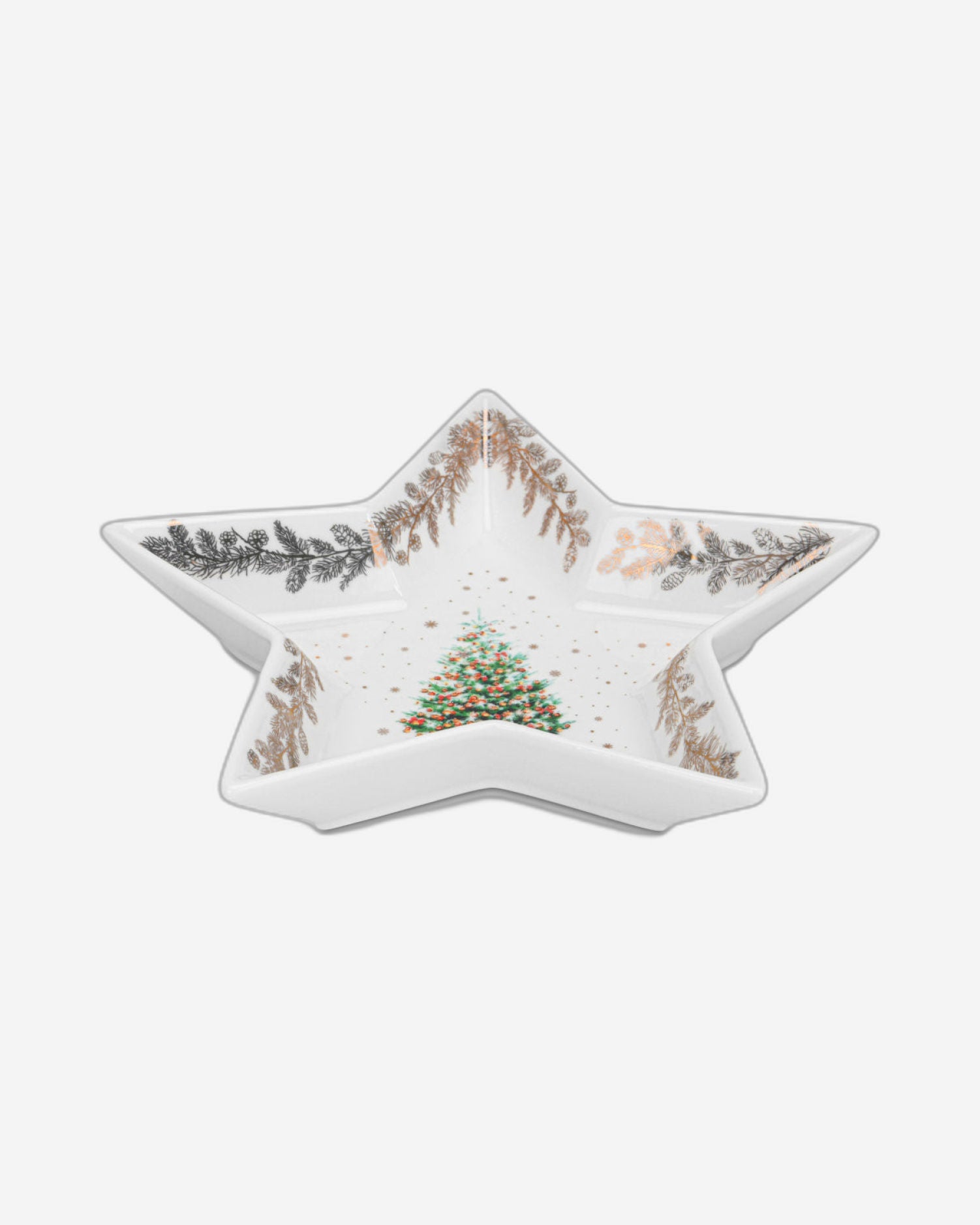 طبق فيسمان على شكل نجمة لعيد الميلاد، مقاس 19 سم، مصنوع من الخزف العظمي الجديد