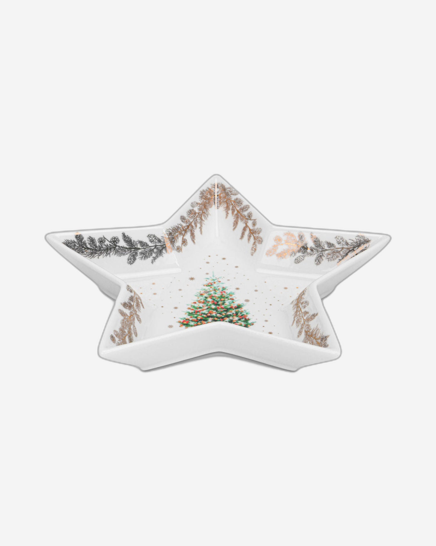 طبق فيسمان على شكل نجمة لعيد الميلاد، مقاس 19 سم، مصنوع من الخزف العظمي الجديد