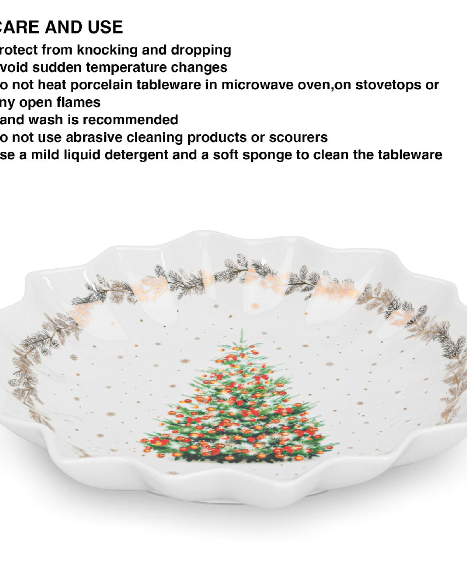 طبق فيسمان متعدد الأضلاع 24 سم من الخزف الصيني العظمي الجديد لعيد الميلاد