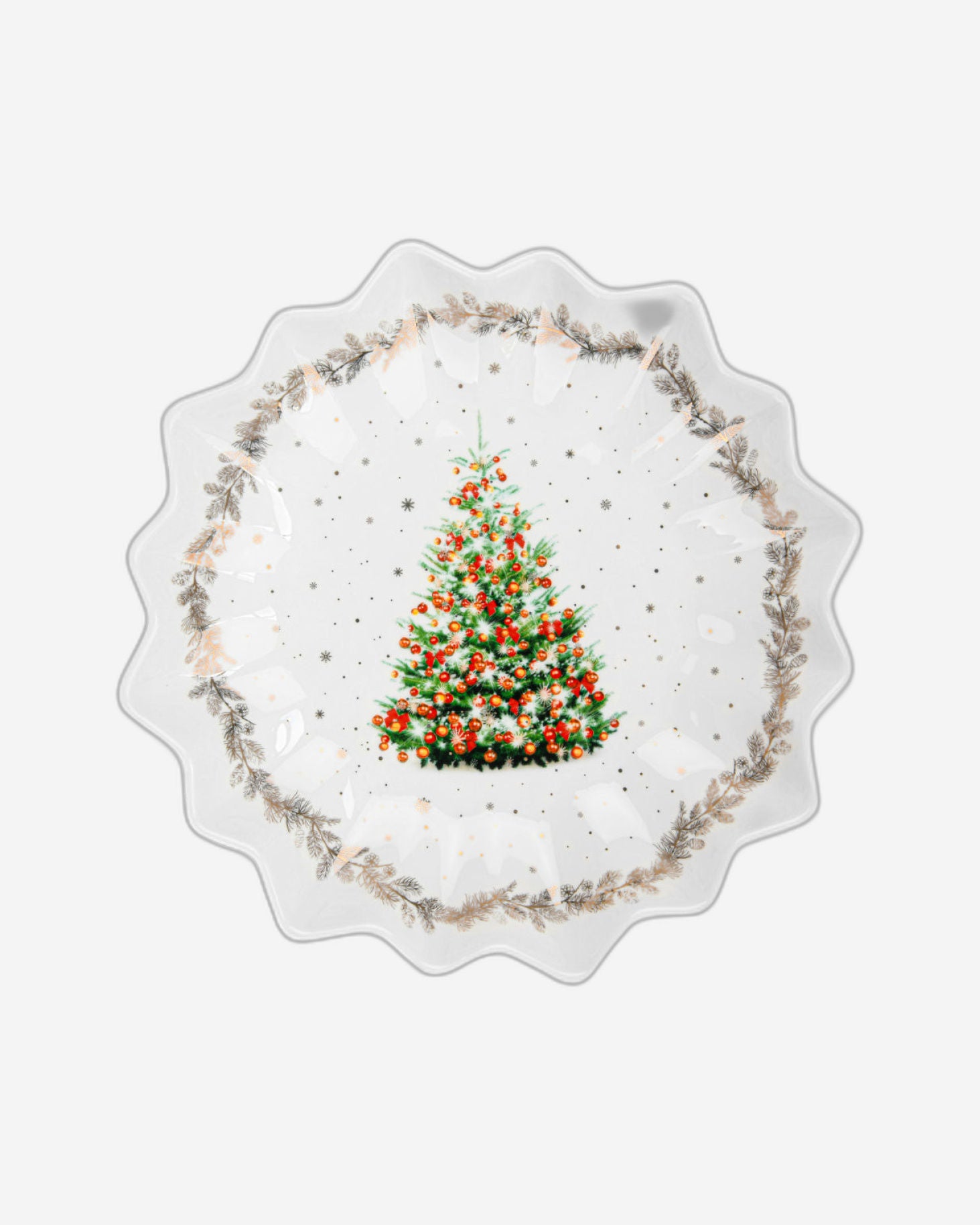 طبق فيسمان متعدد الأضلاع 24 سم من الخزف الصيني العظمي الجديد لعيد الميلاد