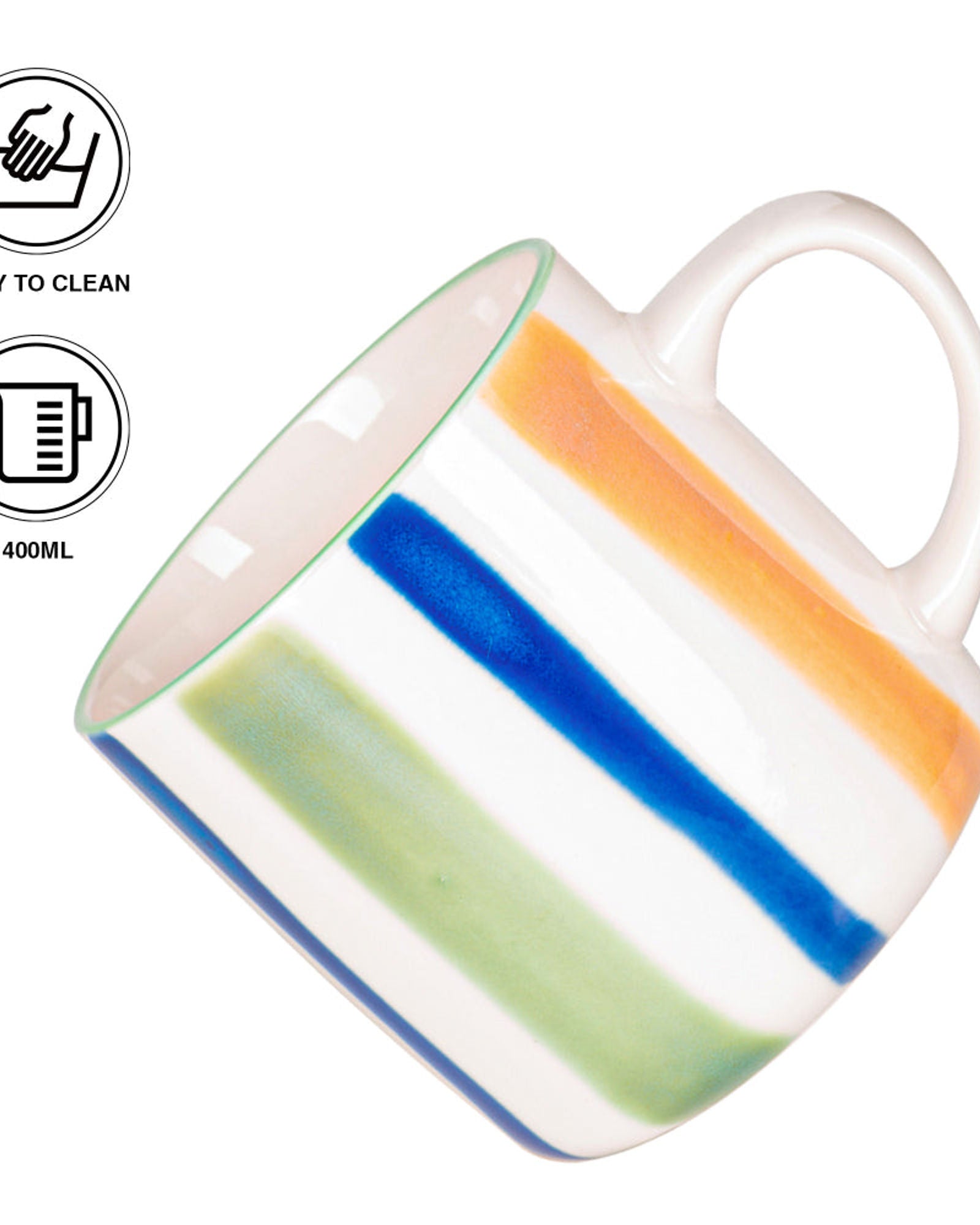 كوب فيسمان من البورسلين، قطعتين، بتصميم أنيق وبسيط، سعة 400 مل