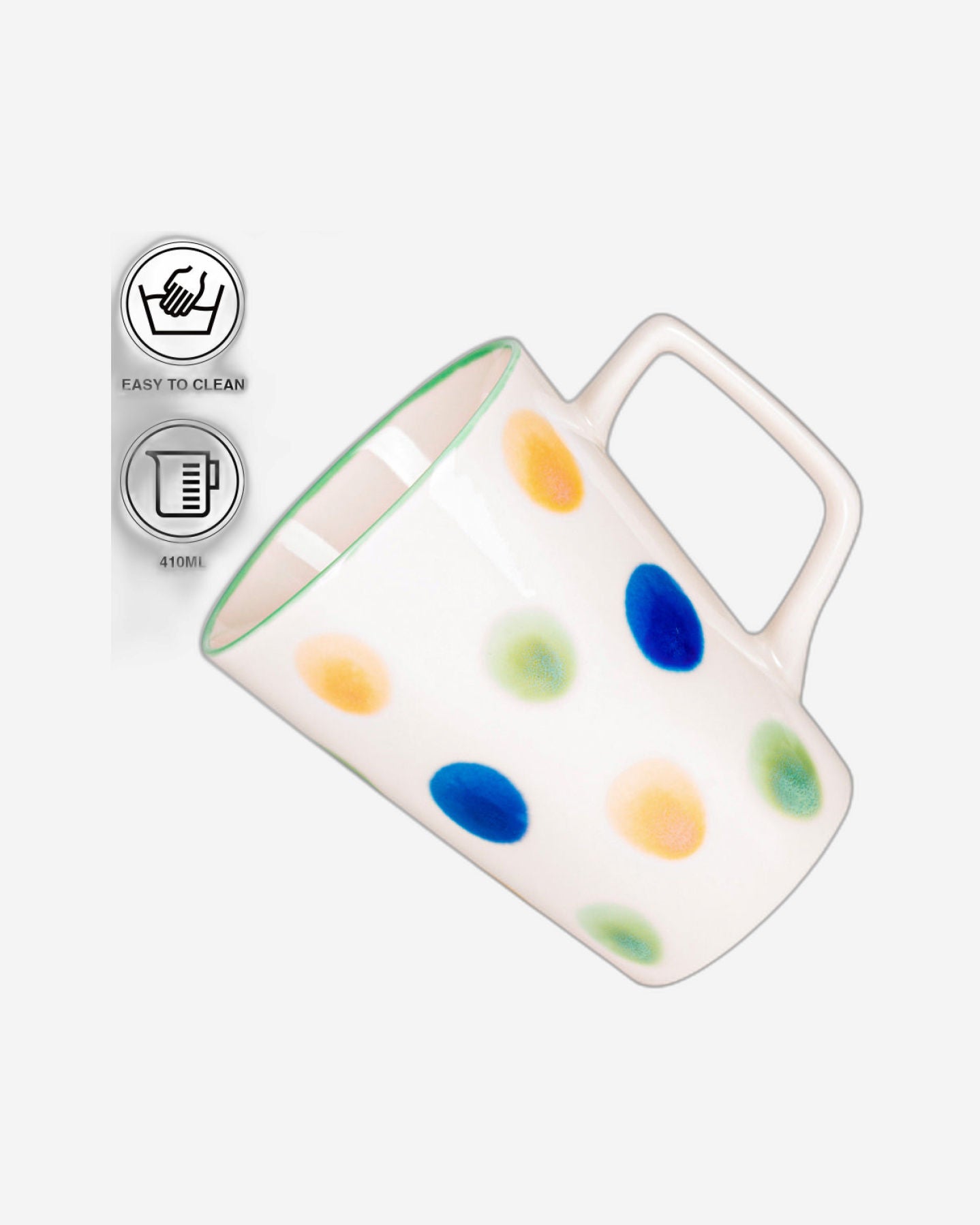 كوب فيسمان من البورسلين، قطعتين، بتصميم أنيق وبسيط، سعة 410 مل