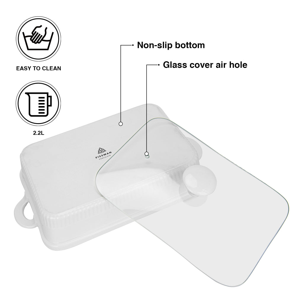 طبق تسخين مستطيل من فيسمان، 31 سم/2.2 لتر (بورسلين)