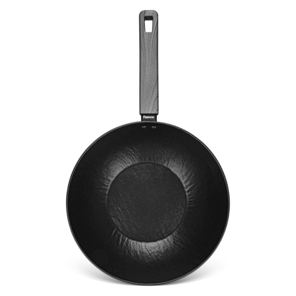 مقلاة ووك فيسمان 28 سم من الألومنيوم مع قاعدة حثية من سلسلة فيلا روك غير لاصقة باللون الأسود/الفضي