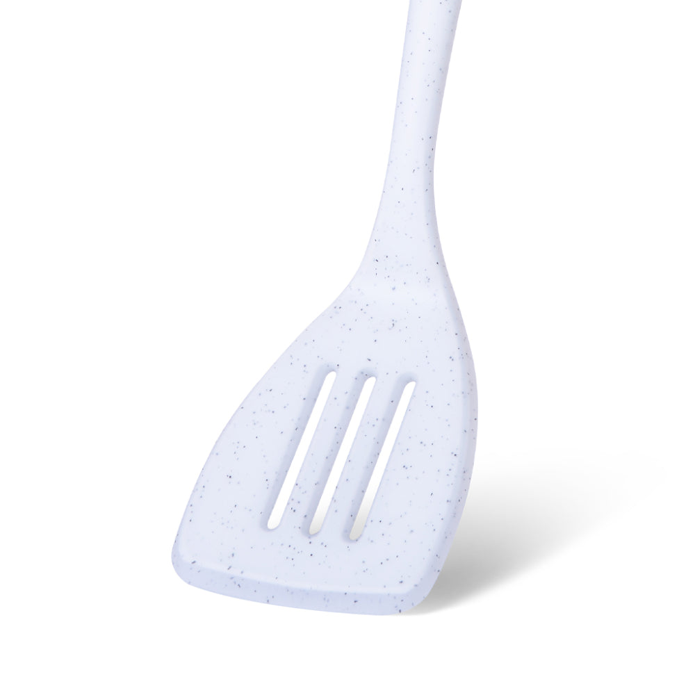 مغرفة فيسمان مشقوقة بيضاء 32×4.5×9 سم من سلسلة بيانكا، مصنوعة من النايلون والسيليكون