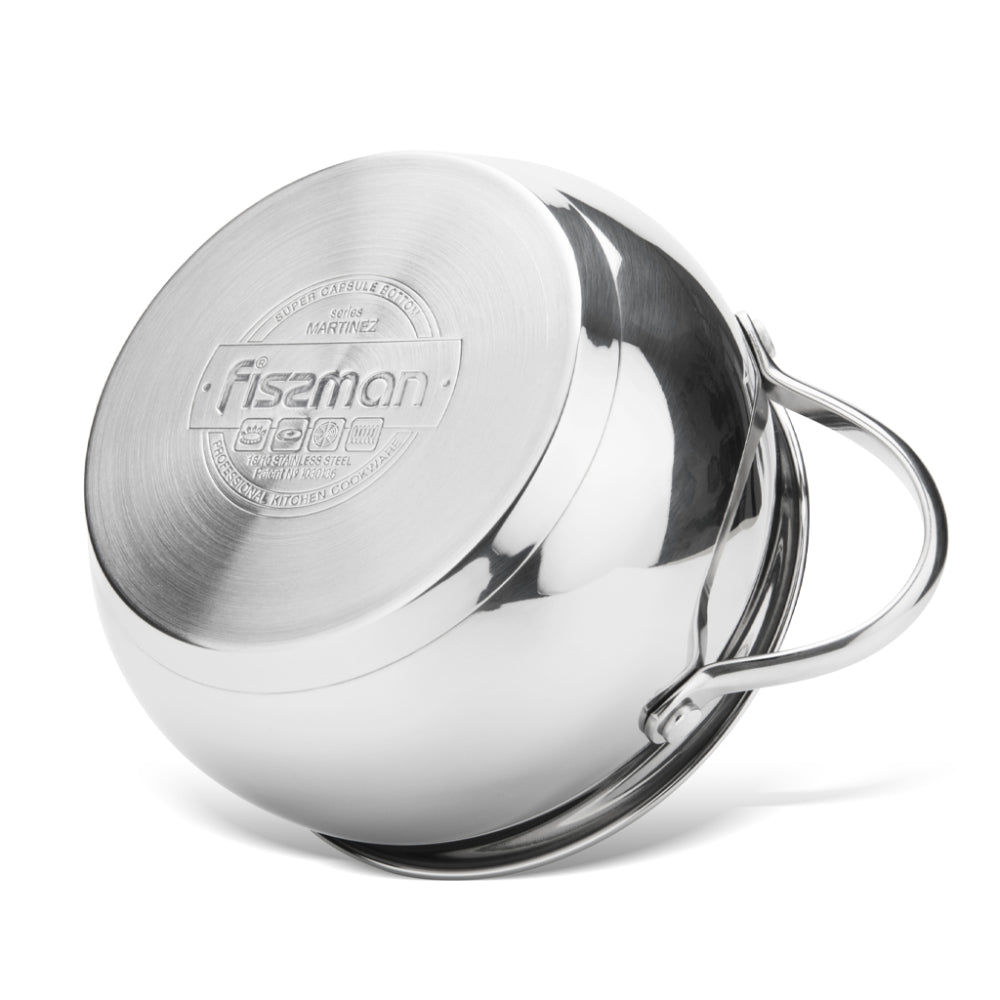 طقم أواني طهي فيسمان مارتينيز سيريز 18/10 من الفولاذ المقاوم للصدأ متعدد الطبقات مع قاعدة حثية، 6 قطع فضية