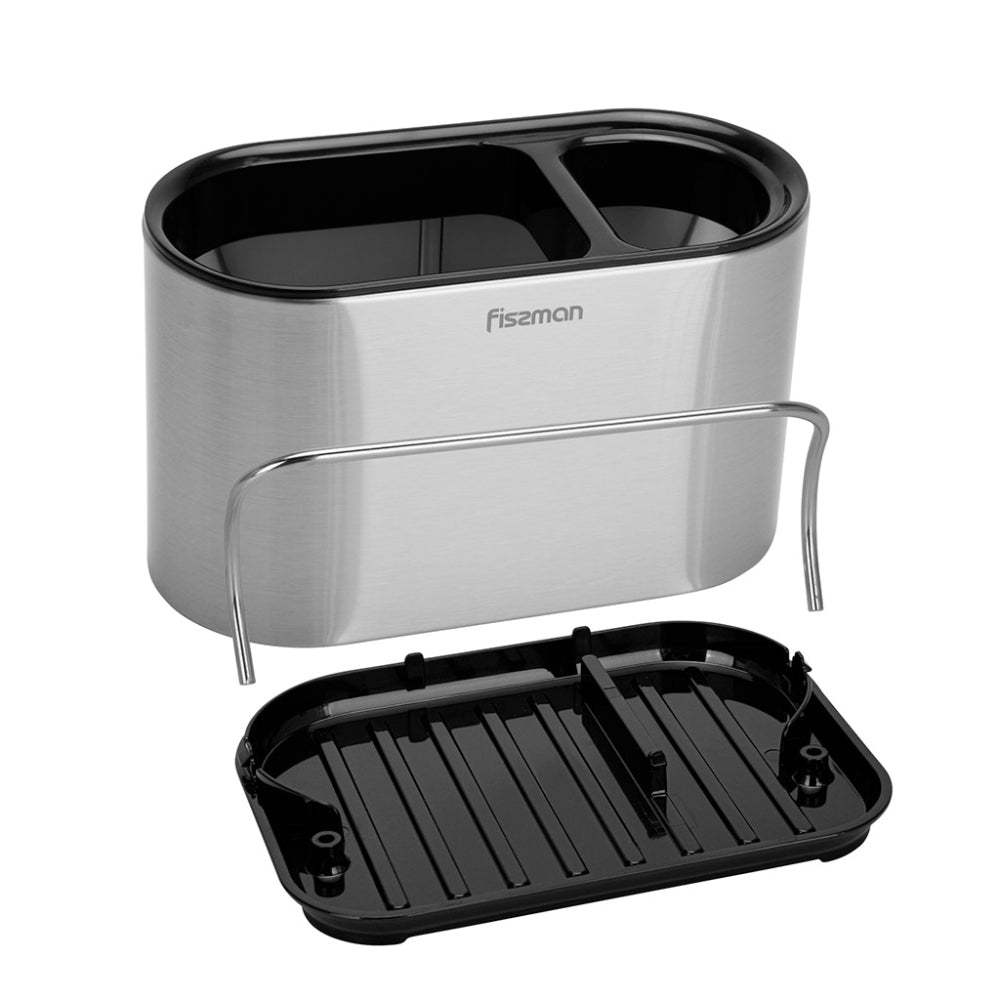 منظم وحامل إسفنج فيسمان مع حامل فرشاة مرتفع وحجرة سائل غسيل الأطباق