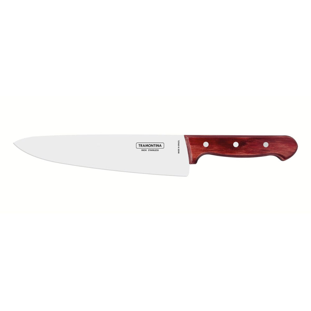 Since 1911 Made in Brazil Tramontina Kitchen Knife with Stainless-Steel Blade and Red Polywood Treated Handle, 12"