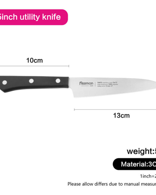 سكين فيسمان متعدد الاستخدامات، سلسلة تانتو، أسود/فضي، 5 بوصات