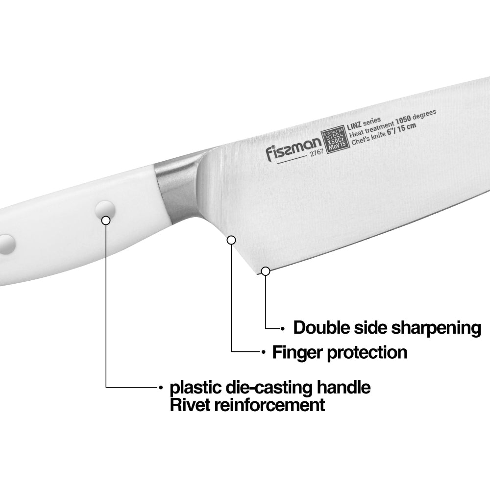 سكين الطاهي فيسمان لينز مقاس 6 بوصات (فولاذ X50Cr15MoV)