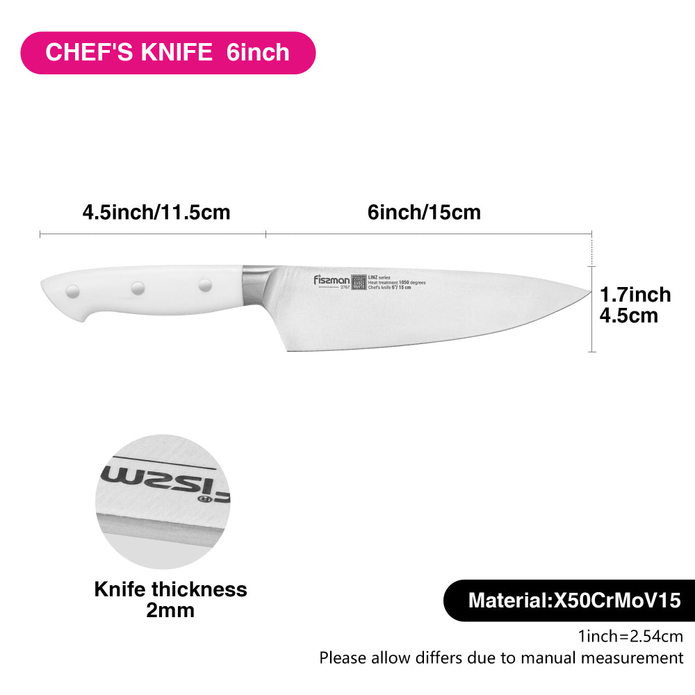 سكين الطاهي فيسمان لينز مقاس 6 بوصات (فولاذ X50Cr15MoV)