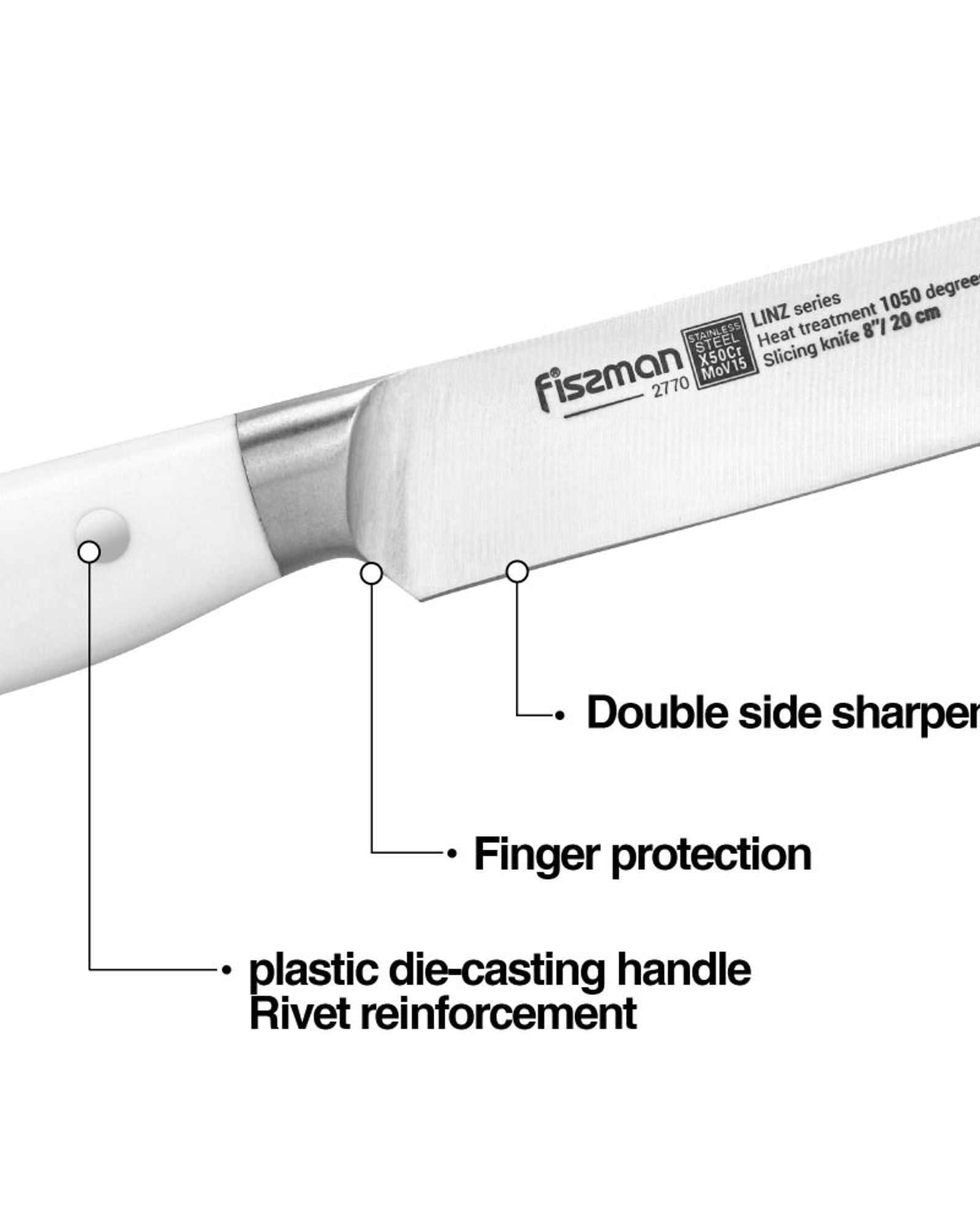 سكين تقطيع فيسمان 8 بوصات من لينز (فولاذ X50Cr15MoV)