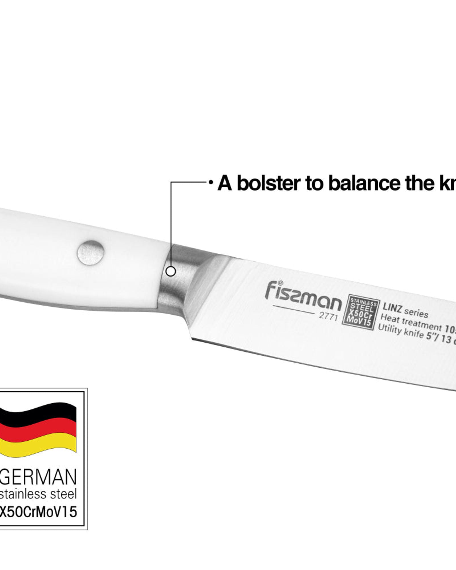 سكين فيسمان متعدد الاستخدامات مقاس 5 بوصات من لينز (فولاذ X50Cr15MoV)