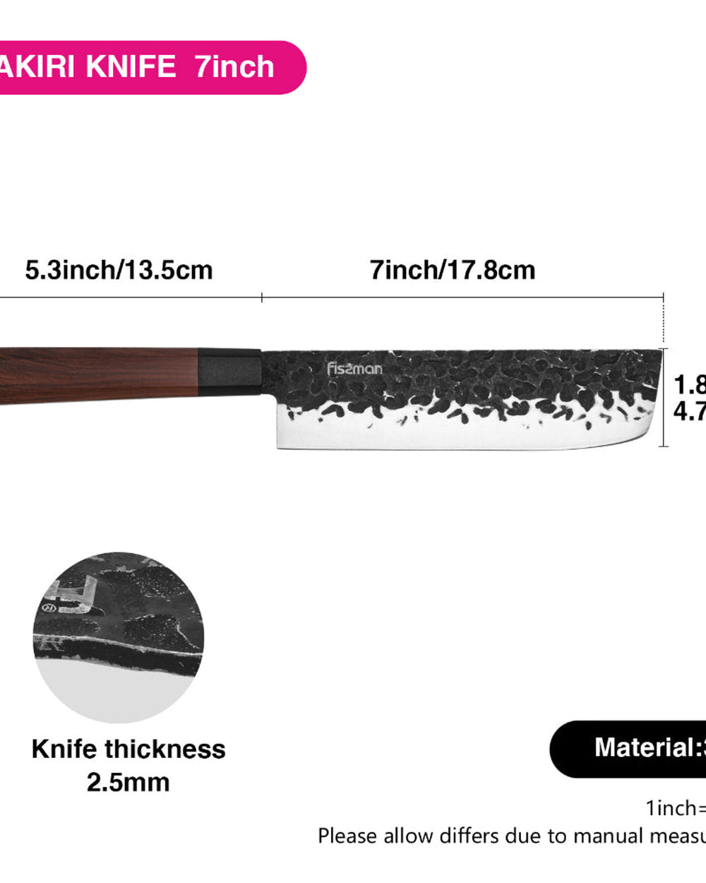 ساطور فيسمان الياباني ناكيري كيندو 7 بوصات (فولاذ 3CR13)