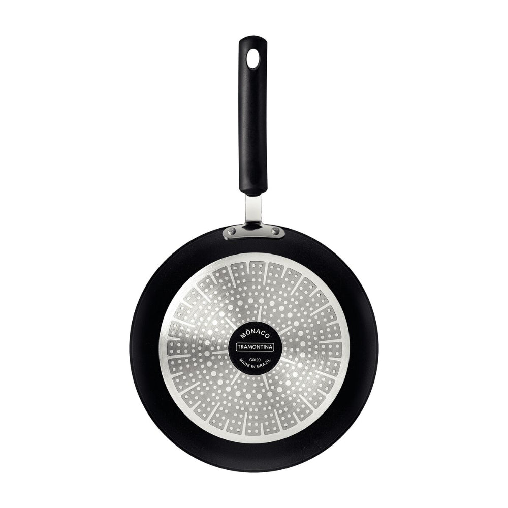 ترامونتينا منذ عام 1911، صنع في البرازيل، مقلاة ترامونتينا موناكو المصنوعة من الألومنيوم للقلي الحثي، مع طبقة داخلية وخارجية سوداء، طلاء ستارفلون الممتاز غير اللاصق، 20 سم، 1 لتر