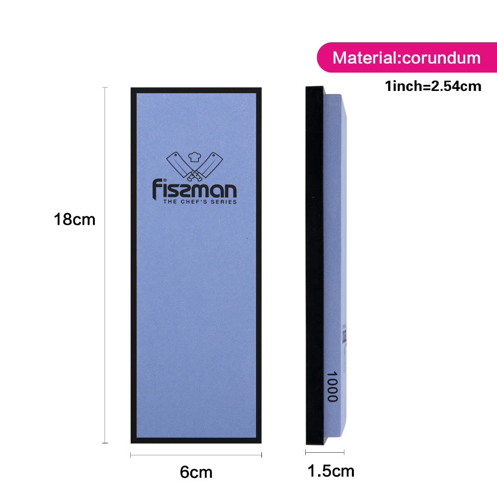 مبراة سكاكين فيسمان مع حجر شحذ وقاعدة سيليكون 1000 حبيبة أزرق/أسود 18 سم