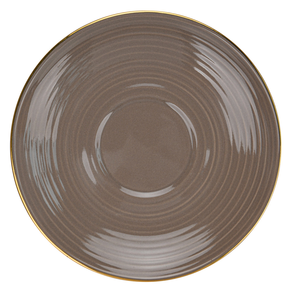 أكواب فيسمان فيرمينا براون، قطعتان، سعة 180 مل، مع صحون، صينية عظمية جديدة