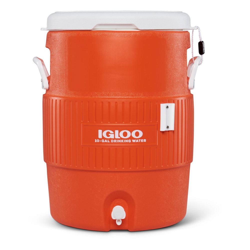 Igloo-10 Gallon Seat Top With Cup Dispenser - Orange