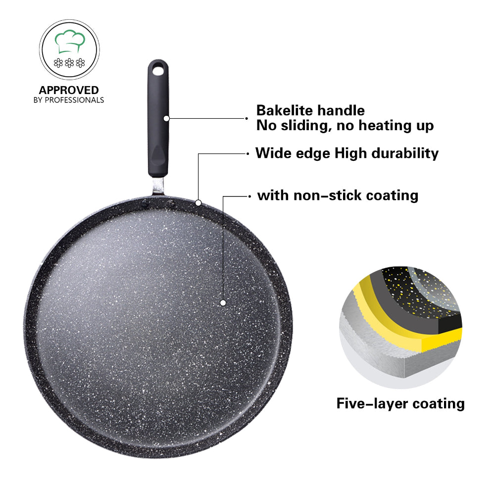 مقلاة كريب فيسمان غير لاصقة، 32 سم، مقلاة كريب من الألومنيوم سلسلة فيوري، قاعدة حثية