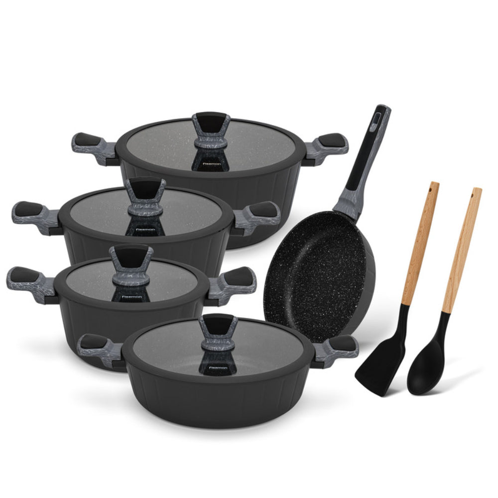 Fissman 11-Piece Cookware Set Stella Series Aluminum with Non-Stick Coating Frying Pan 24cm Shallow Pot 28cm Stockpots 20cm 24cm28cm with Cooking Spoon And Turner