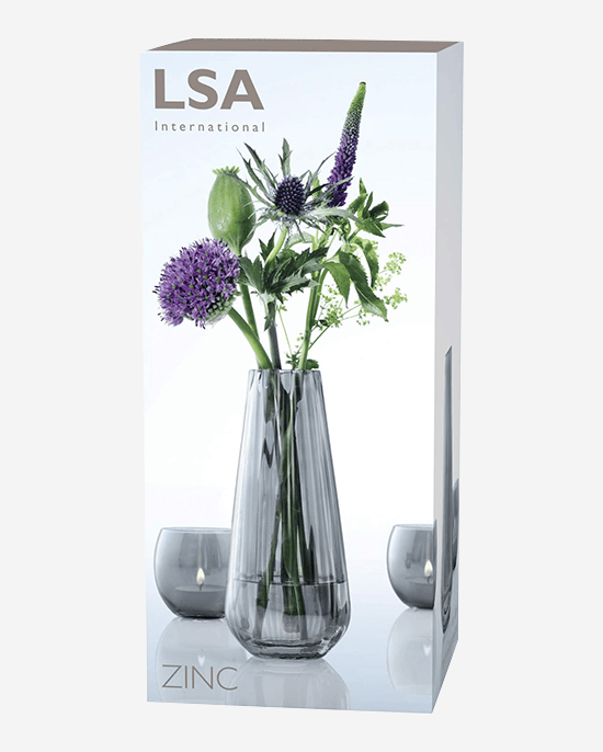 مزهرية LSA Sheer Zinc بارتفاع 18 سم