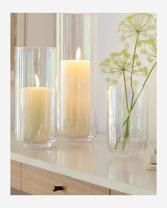 مزهرية فانوس LSA Mother of Pearl بارتفاع 38.5 سم